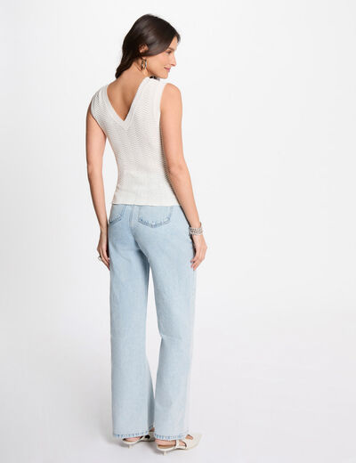 Sleeveless knitted vest top white women