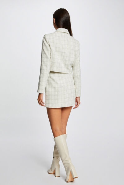 Straight jacket with metallised threads ecru ladies'