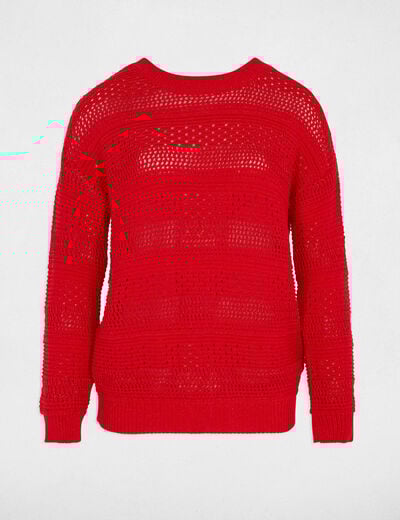 Openwork jumper long sleeves red women