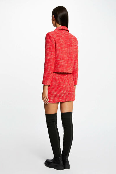 Straight buttoned jacket red ladies'