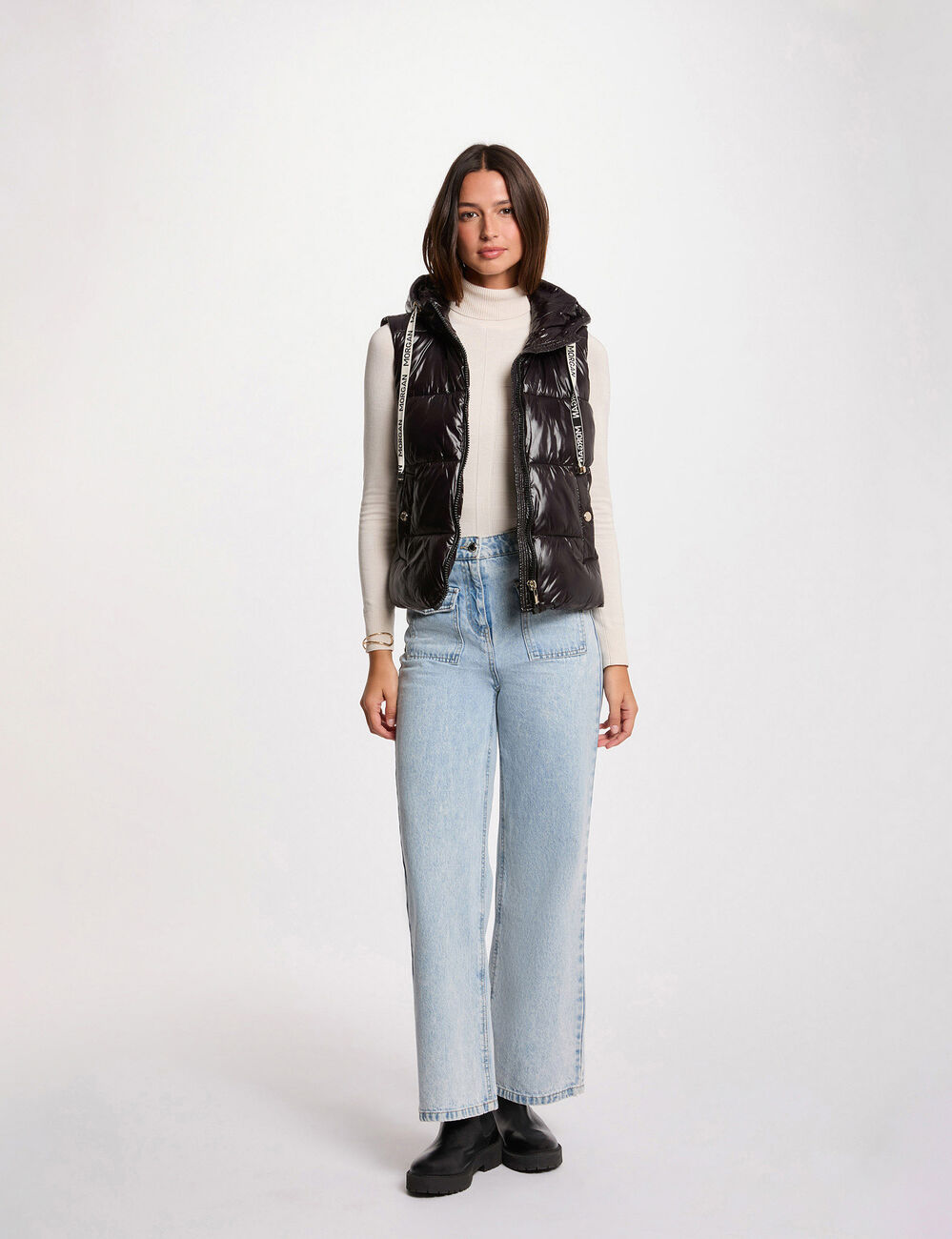 Vinyl-look puffer jacket black women