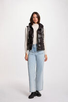 Vinyl-look puffer jacket black women