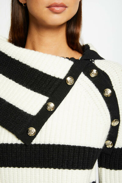 Long-sleeved jumper with stripes ivory ladies'