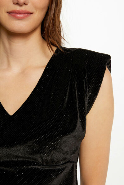 Short-sleeved t-shirt with spangles black ladies'