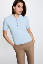 Sweater with a turned-down collar sky blue women