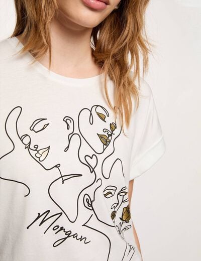 Round neck short-sleeve t-shirt white women