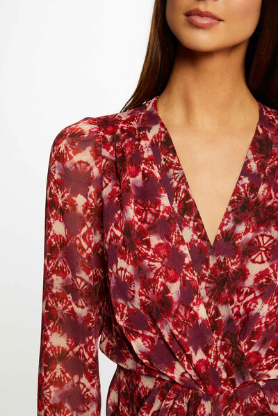 Straight draped dress abstract print multico ladies'