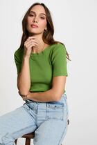Pull col bateau et boutons vert anis femme
