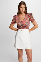 Mini wrap skirt ecru women