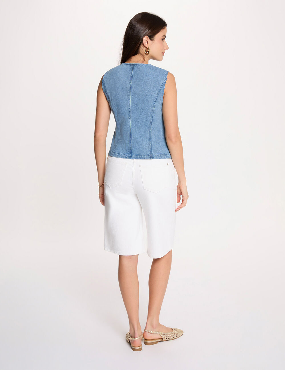 Sleeveless gilet heavy stone wash denim women