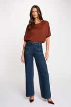 Oversized V-neck sweater cognac brown women