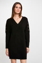 Straight knitted dress eyelets black women