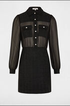 Fitted mini tweed dress black women