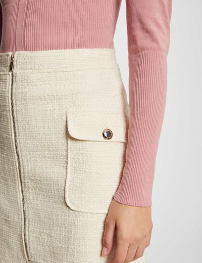 Mini tweed skirt ivory ladies'