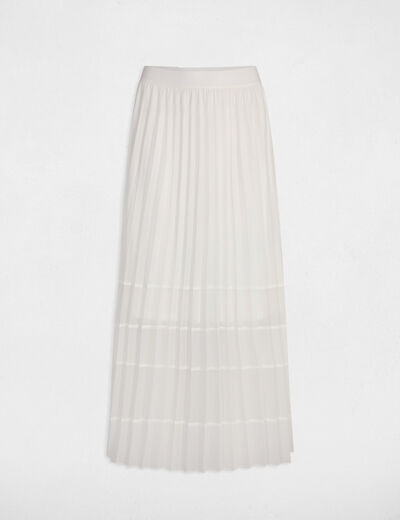 Maxi pleated A-line skirt ivory women