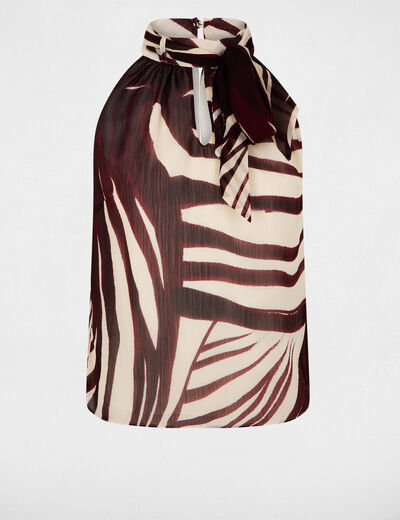 Pleated top with lavalli&egrave;re neck multicolor women