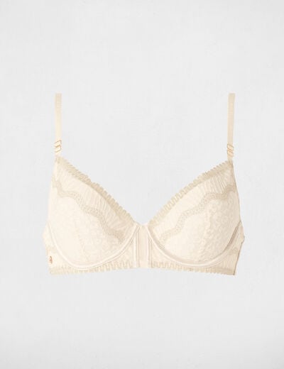 Lace bra with thin straps beige women