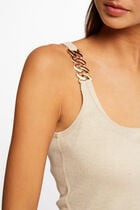 Vest top with wide straps and chains ivory women