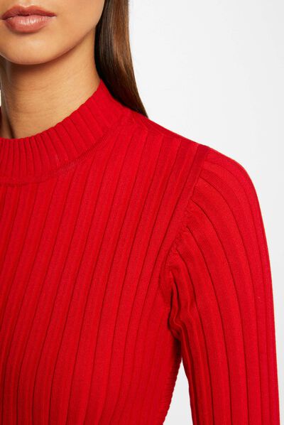 Long-sleeved jumper with open back medium red ladies'
