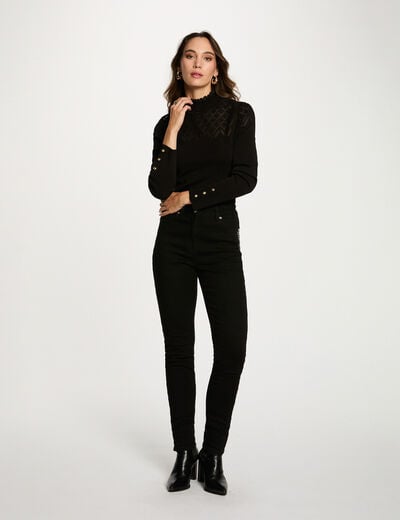 Studded slim jeans black women