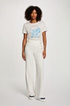 Wide leg trousers with buttons white women
