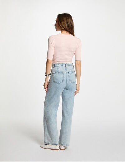 Jumper with short sleeves light pink women