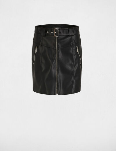 Faux leather mini skirt black women
