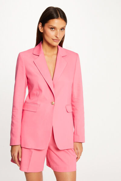 Waisted buttoned blazer pink ladies'