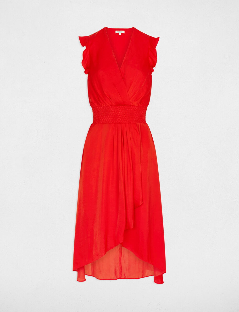 Sleeveless loose straight dress bright red women