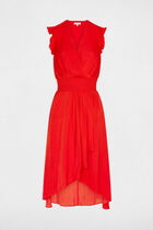Sleeveless loose straight dress bright red women