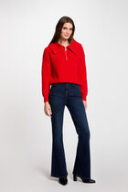 Jumper with zipped-rollneck red women
