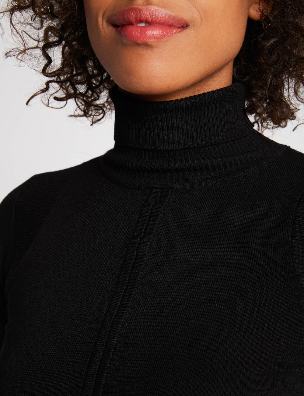 Long-sleeved jumper with pleated details black women
