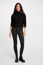 Slim trousers with wet effect black women