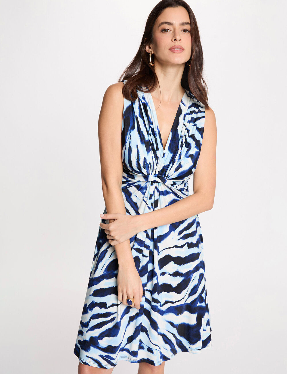 Short dress with V-neck multicolor women