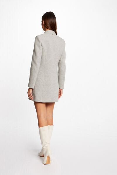 Buttoned waisted coat light grey ladies'
