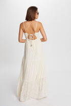 Loose maxi embroidered dress sand women
