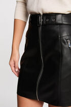 Faux leather mini skirt black women