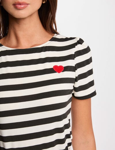 Striped short sleeve T-shirt white women
