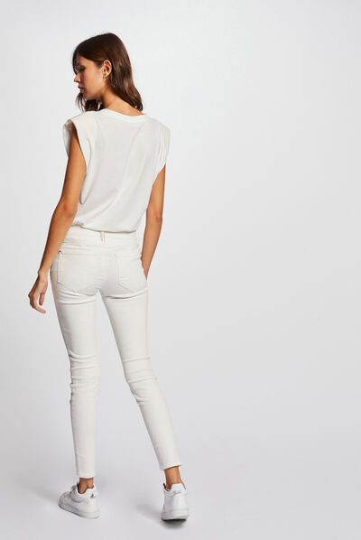 Skinny trousers with studs details ecru ladies'