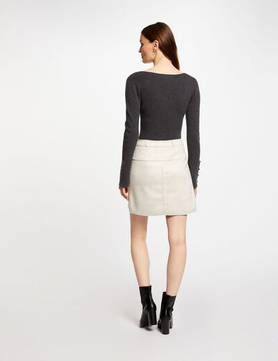 Straight short suede skirt medium ecru ladies'