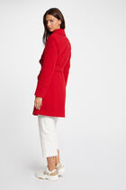Belted long coat red women