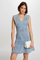 Robe courte patineuse en jean jean bleached femme
