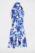 Robe courte évasée imprimée multicolore femme