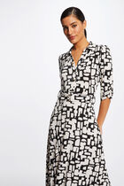 Maxi A-line dress with abstract print ecru women