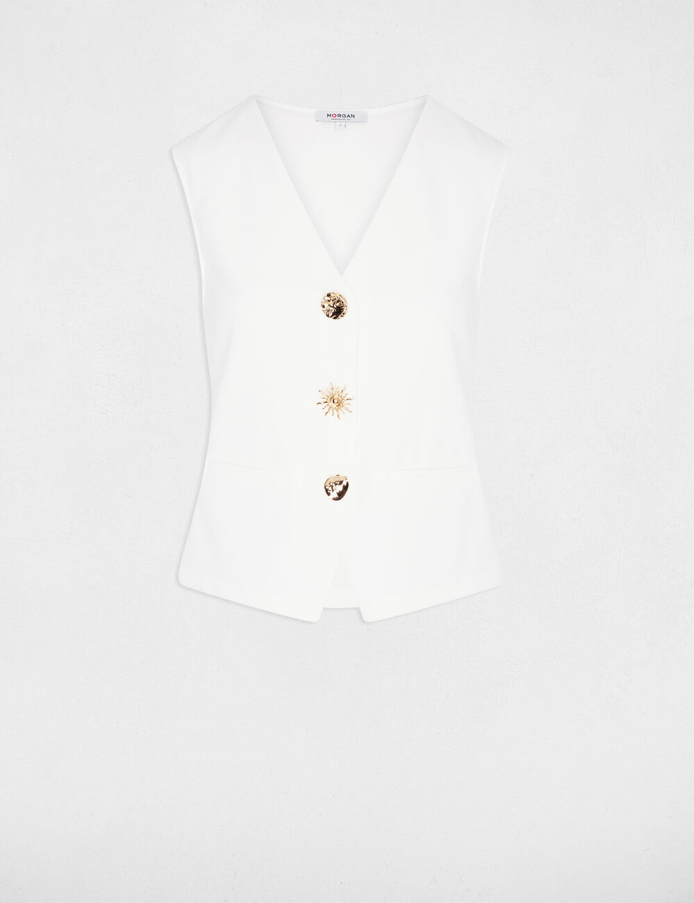 Sleeveless v-neck cardigan white women