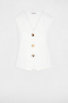 Sleeveless v-neck cardigan white women