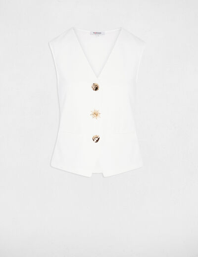 Sleeveless v-neck cardigan white women