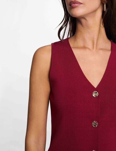 Sleeveless V-neck cardigan bordeaux women