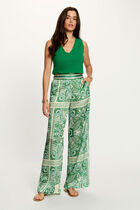 Pantalon large taille haute multicolore femme