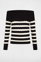 Jumper off the shoulder collar navy blue women